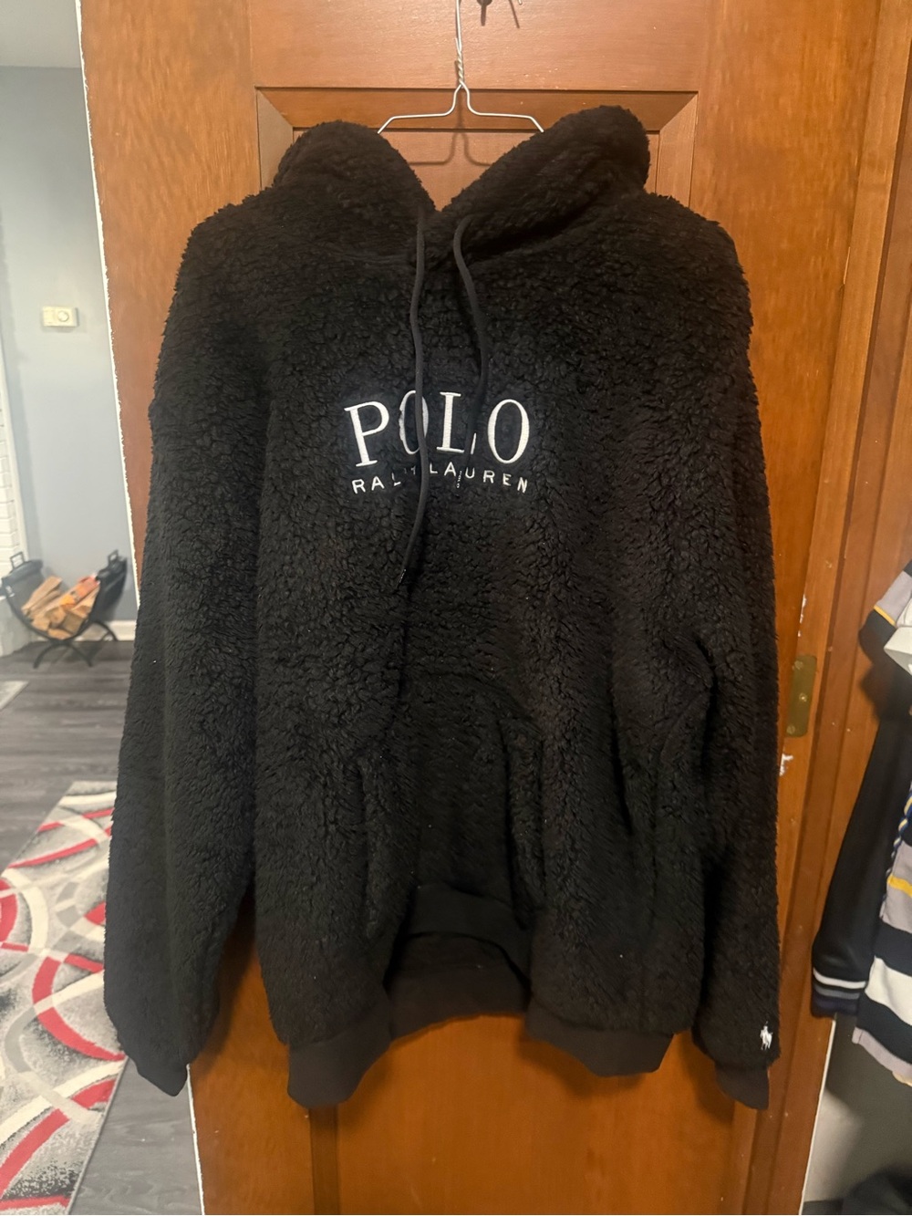 Polo by Ralph Lauren Black Sherpa Pullover Hoodie
